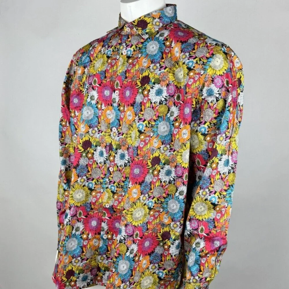 Kalmin Ross Floral Long Sleeve Shirt Mens 2XL NWOT $119 Button-up Multicolor‎
